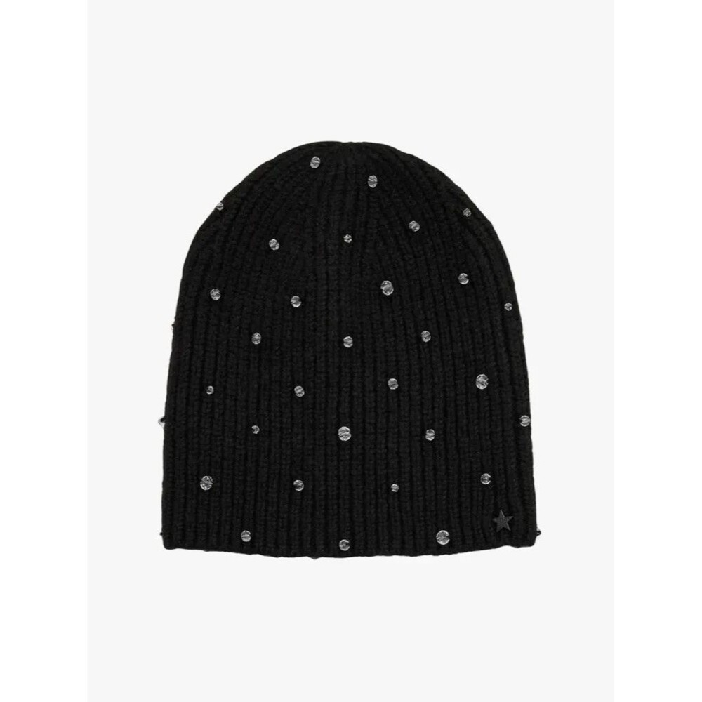 Jocelyn Women's Crystal Bead Rib Knit Wool Blend Beanie Black One Size